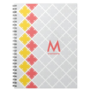 Monogram Square Geometric Pattern Notebook