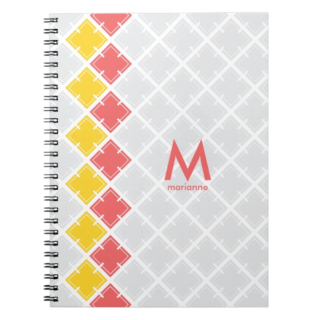 Monogram Square Geometric Pattern Notebook (Front)