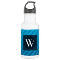Monogram Square on Blue Diagonal Stripes