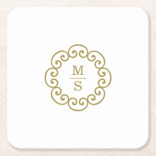 Monogram  square paper coaster