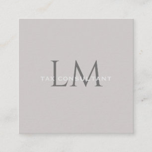 Monogram Square Taupe Gray Business Card