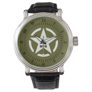 Monogram Star Vintage Decal Khaki Green Watch