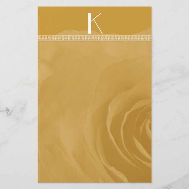 Monogram Stationery Faded Rose On Carmel (Front)