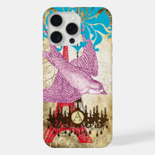 Monogram Steampunk Bird Effiel Tower Chandelier iPhone 15 Pro Max Case
