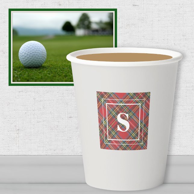 Monogram, Stewart Tartan Pattern 8oz Paper Cups (Creator Uploaded)