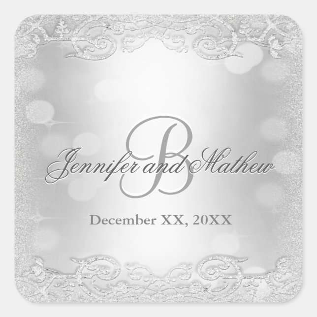 Monogram Sticker | Elegant Silver (Front)