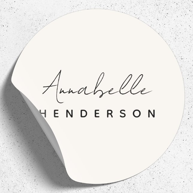Monogram Sticker | Neutral Ivory Cream Label Seal (Modern ivory cream monogram sticker by Guava - elegant, feminine, and customizable)