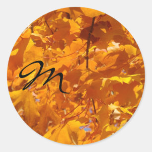 Monogram stickers Golden Autumn Leaves Letters
