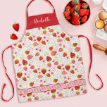 Monogram Strawberry Pattern Apron<br><div class="desc">A cute pink and red strawberry pattern with monogram name decorates this apron. A fun summer themed apron. Personalise it with your name. Designed for you by Blackberry Boulevard.</div>