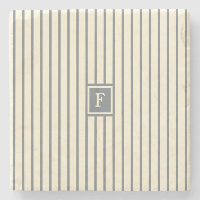 Monogram Stripe  Stone Coaster (Front)