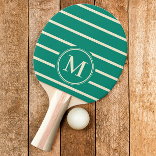 Monogram Striped Aqua Beach Breeze Colour Ping Pong Paddle