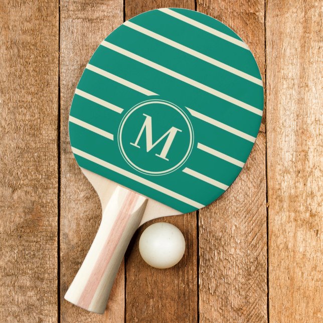 Monogram Striped Aqua Beach Breeze Colour Ping Pong Paddle (Creator Uploaded)