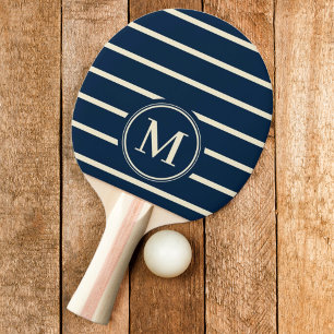 Monogram Striped Deep Sea Blue Colour Ping Pong Paddle