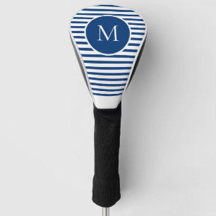 Monogram Stripes Blue White Modern Golf Head Cover