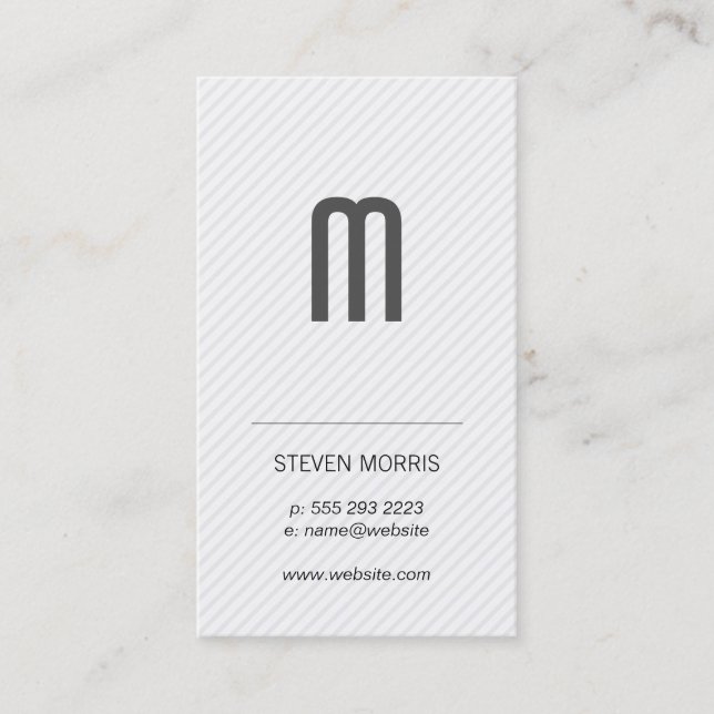 Monogram / Stripes (grey) Business Card (Front)