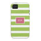 Monogram Stripes iPhone Cases (Green/Pink)