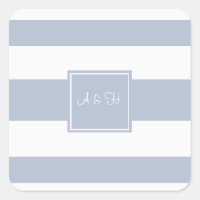 Monogram & Stripes Light Blue Stickers