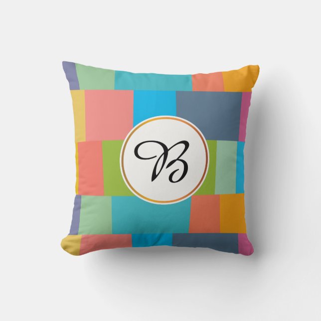 monogram & stripes patterned cushion (Front)