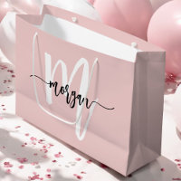 Monogram Stylish Modern Blush Pink Script