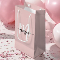 Monogram Stylish Modern Blush Pink