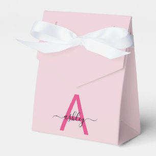 Monogram Stylish Modern Hot Pink Favour Box