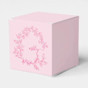 Monogram Stylish Modern Hot Pink Favour Box