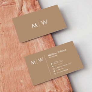 Monogram Stylish Modern Minimalist Business Card