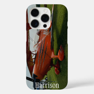 Monogram Stylish Red Aeroplane Photo, Aviation iPhone 16 Pro Case