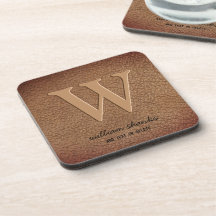 Monogram stylish rustic leather black gold script
