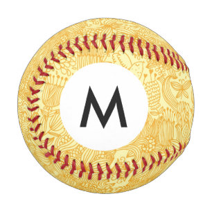 Monogram Summer floral pattern in warm colours Baseball