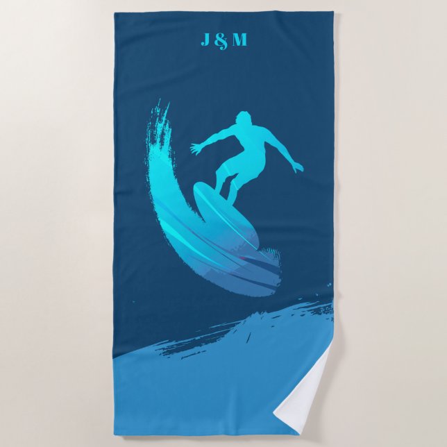 Monogram Summer Nautical Beach Towel (Front)