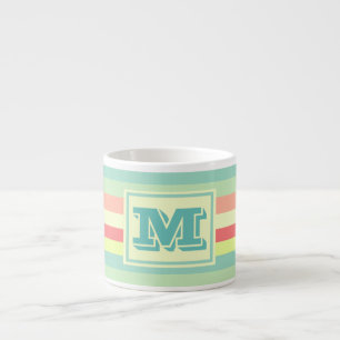 Monogram Summer Pastel Colour Stripes Espresso Cup