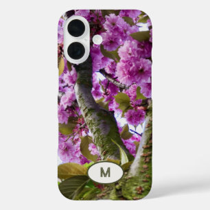 Monogram Summer Pink Blooming Tree Crown Photo - iPhone 16 Case