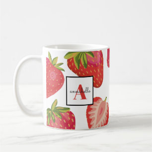 Monogram Summer Strawberry Coffee Mug