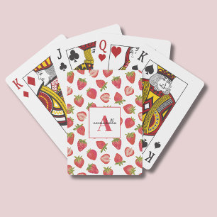 Monogram Summer Strawberry Personalised Playing Cards