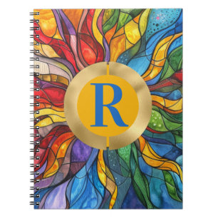 Monogram Sun Mosaic Stained Glass Notebook
