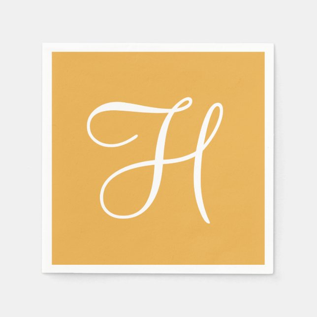 Monogram Sunflower Classy Colourful Paper Napkins (Front)