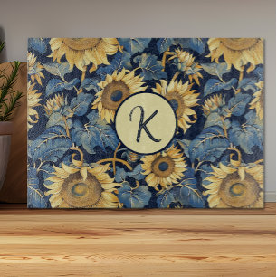 Monogram Sunflower  Cutting Board