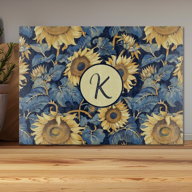 Monogram Sunflower  Cutting Board (Creator Uploaded)