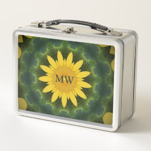 Monogram Sunflower Metal Lunch Box