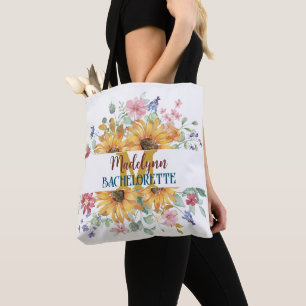 Monogram Sunflower Personalised Bridesmaid Tote Ba