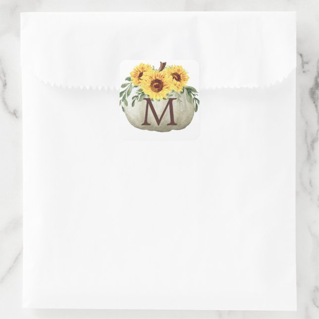 Monogram Sunflower Pumpkin Envelope Seals (Bag)