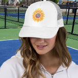 Monogram Sunflower Trucker Hat<br><div class="desc">This unique trucker hat is decorated with a yellow watercolor sunflower and stylish typography.
Easily customisable.
Original Watercolor © Michele Davies.</div>