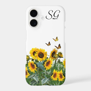 Monogram Sunflowers and Butterflies Floral 