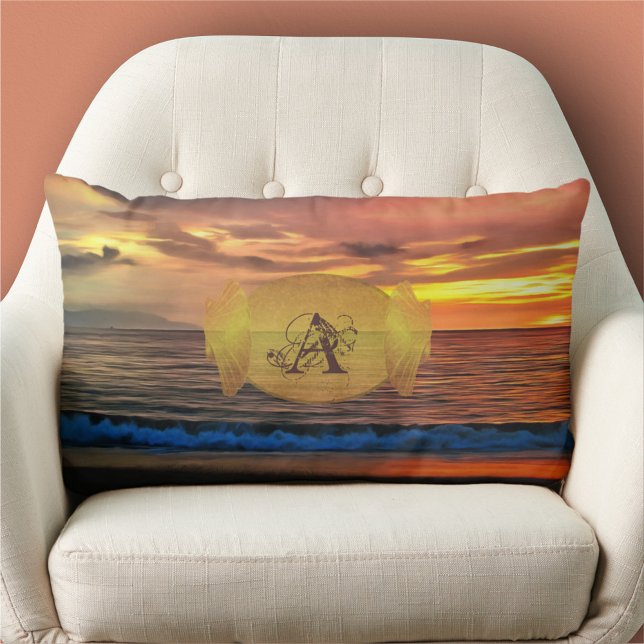 Monogram Sunset 1577  Lumbar Cushion (Creator Uploaded)