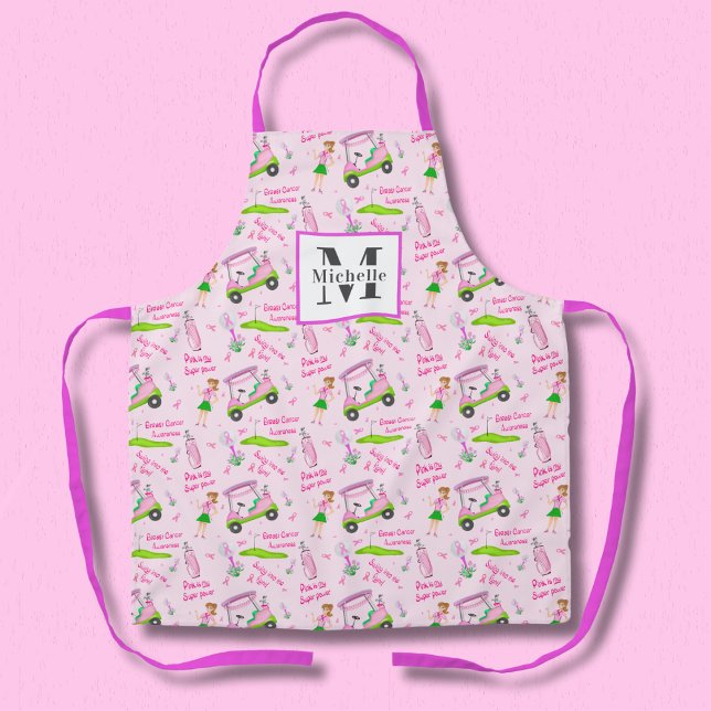 Monogram Swing Pink Golfer Breast Cancer Awareness Apron (Creator Uploaded)