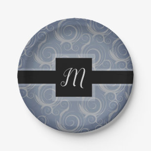 Monogram Swirls Paper Plate