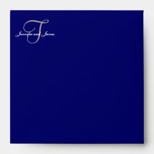 Monogram T Navy Save the Date Envelopes