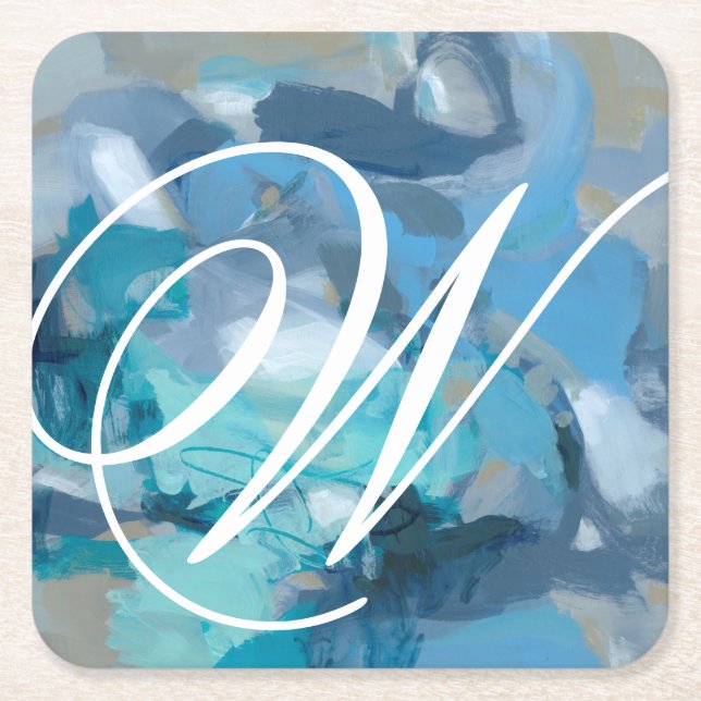 Monogram | Tangled Square Paper Coaster (Front)