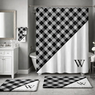 Monogram Tartan Plaid  Bath Mat